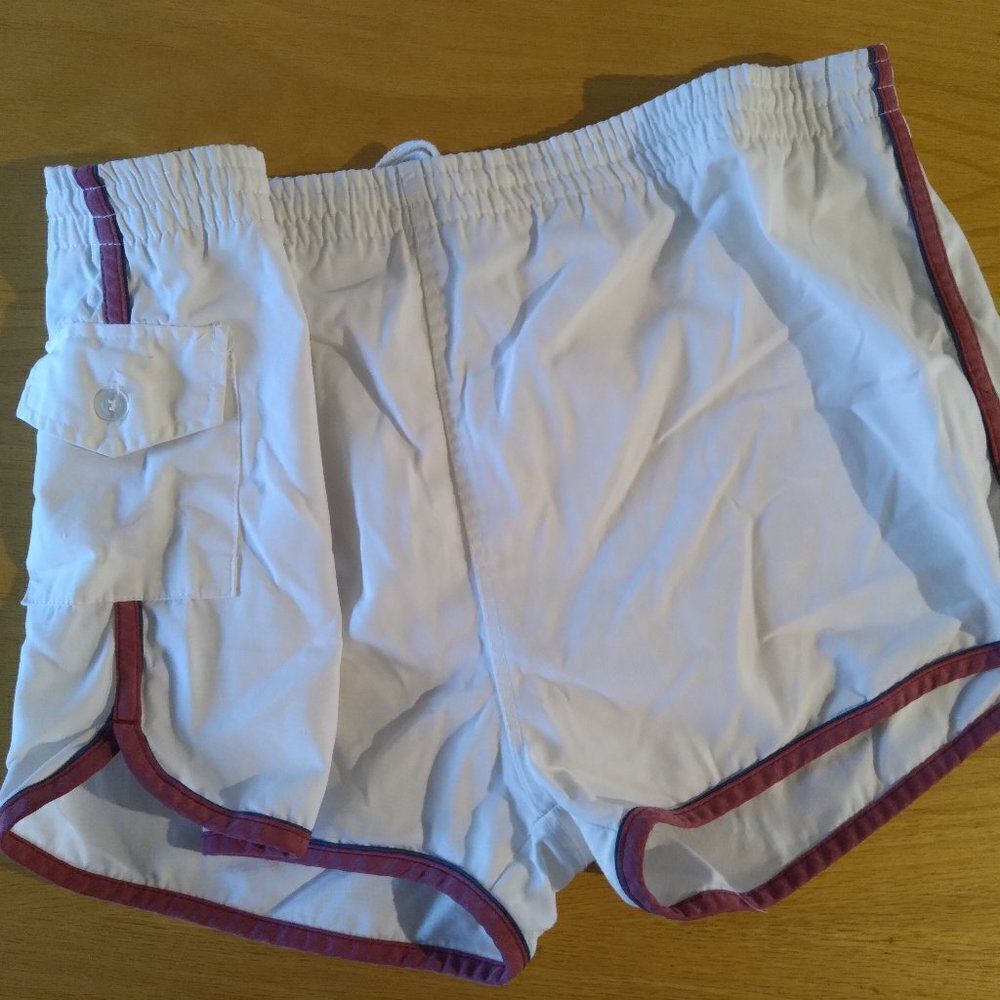 Vintage 80s Islander Striped Swim Shorts Cargo Pocket